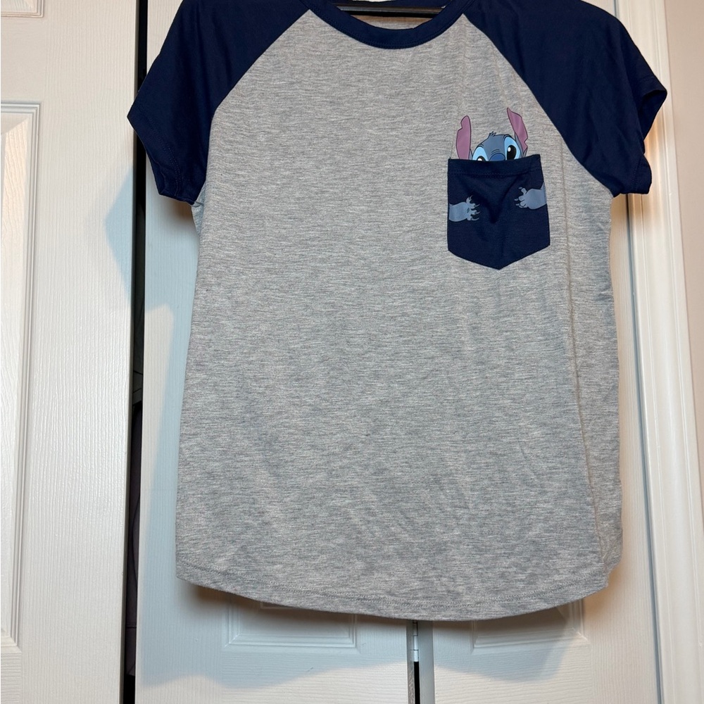 Disney Gray and Blue Stitch Pocket T-Shirt
